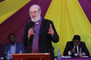 Photo: Thomas Schirrmacher during the reception with the general secretaries of the Association of Evangelicals in Africa and the Pan African Council of Churches © WEA