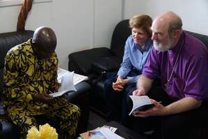 Photo 11: Thomas and Christine Schirrmacher in discussion with Hon. Ousainou Darboe, former Vice-President and opposition leader in the parliament Â© BQ/ Martin Warnecke