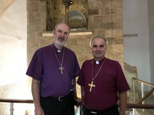 Photo: Bishop Ibrahim Azar (right) and Thomas Schirrmacher in the Church of the Redeemer